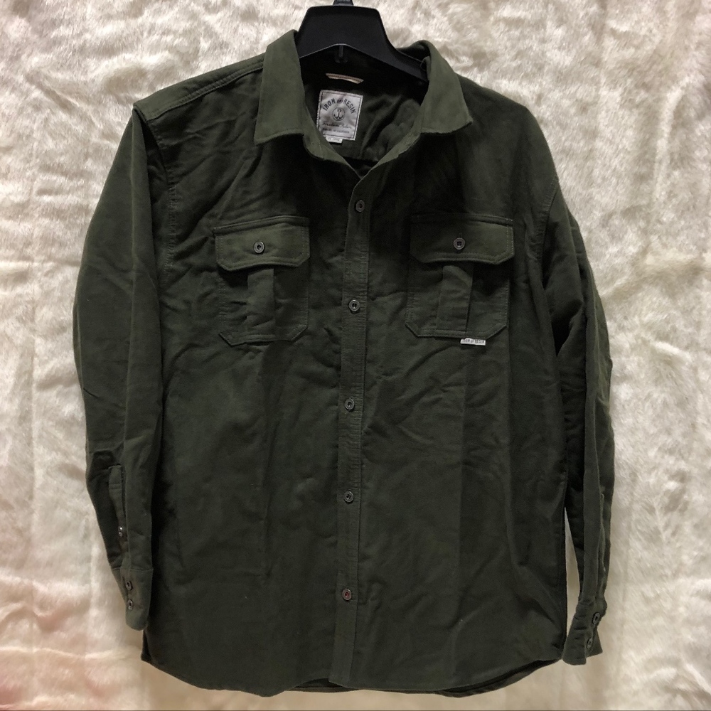 Mens XXL Iron & Resin Green Cotton Thick Flannel